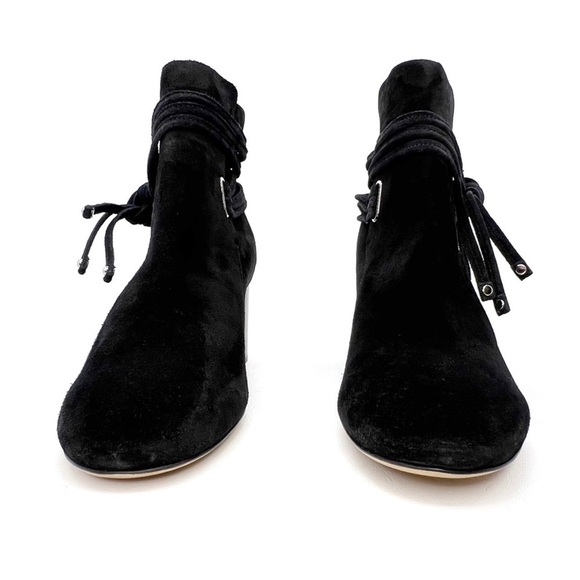 Rag & Bone Dalia II Bootie Size 37.5 - 7.5 Black Suede Ankle Boot Tie Stud New - Picture 3 of 14